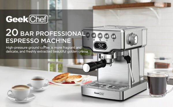 Geek Chef Espresso Machine, 20 Bar Espresso Machine With Milk Frother For Latte, Cappuccino, Macchiato, For Home Espresso Maker, 1.8L Water Tank, Stainless Steel. - Image 7