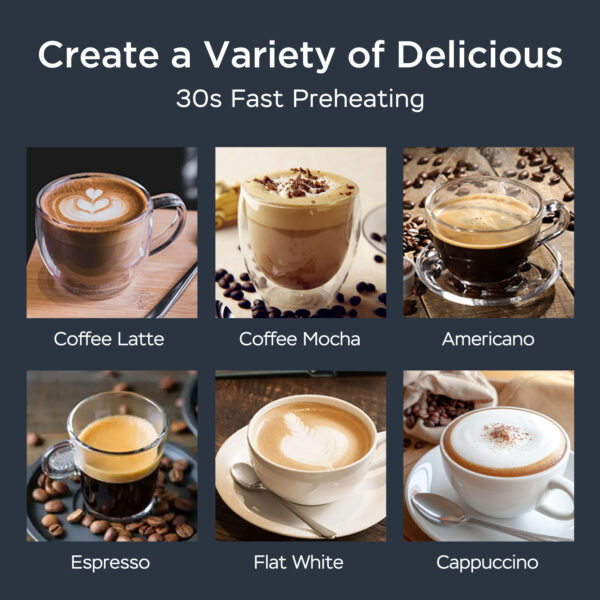 Geek Chef Espresso Machine, 20 Bar Espresso Machine With Milk Frother For Latte, Cappuccino, Macchiato, For Home Espresso Maker, 1.8L Water Tank, Stainless Steel. - Image 9