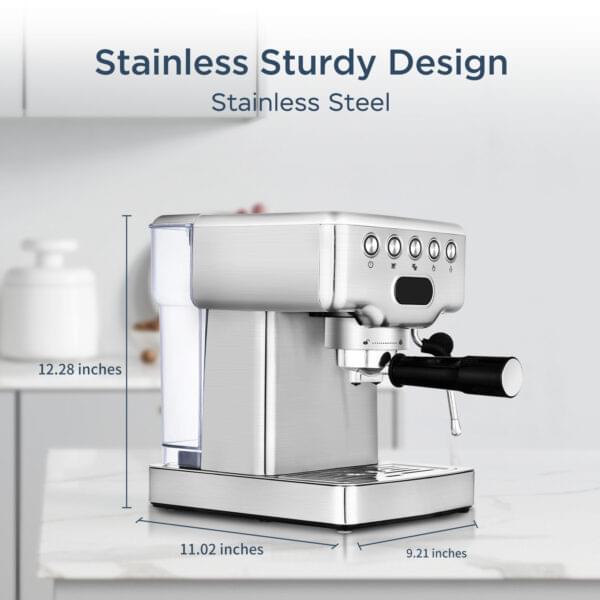 Geek Chef Espresso Machine, 20 Bar Espresso Machine With Milk Frother For Latte, Cappuccino, Macchiato, For Home Espresso Maker, 1.8L Water Tank, Stainless Steel. - Image 2